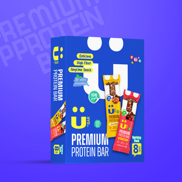 Premium Protein Bar - Variety Box - Choco Cranberry and Choco Almond- Ubar - 10 Grams Protein in each 50 Grams Bar (Pack of 8, 400gm)